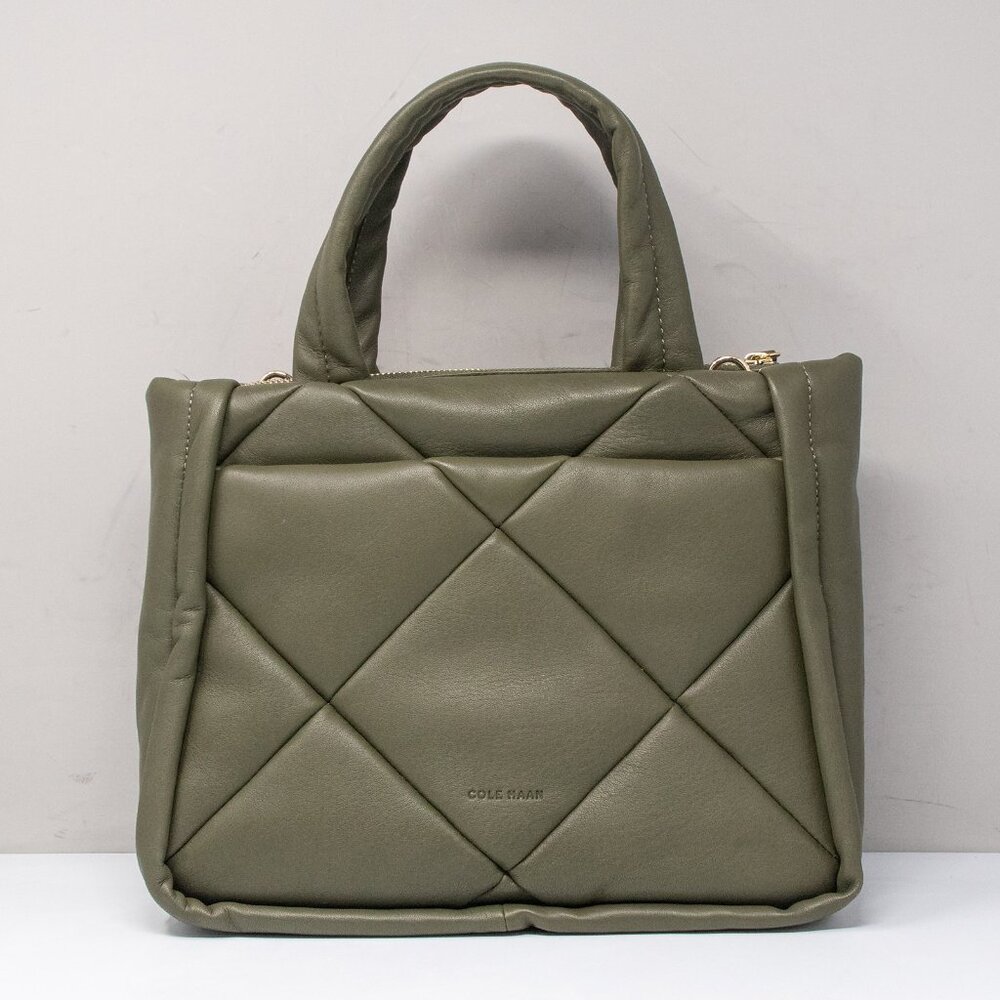 Cole Haan Grand Series Quilted Tote Bag Tea Leaf Green Leather - Picture 6 of 11